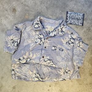 VTG 1990s Y2K Solitude Washable Silk Hawaiian Shirt China Single‎ Stitch M 20x28